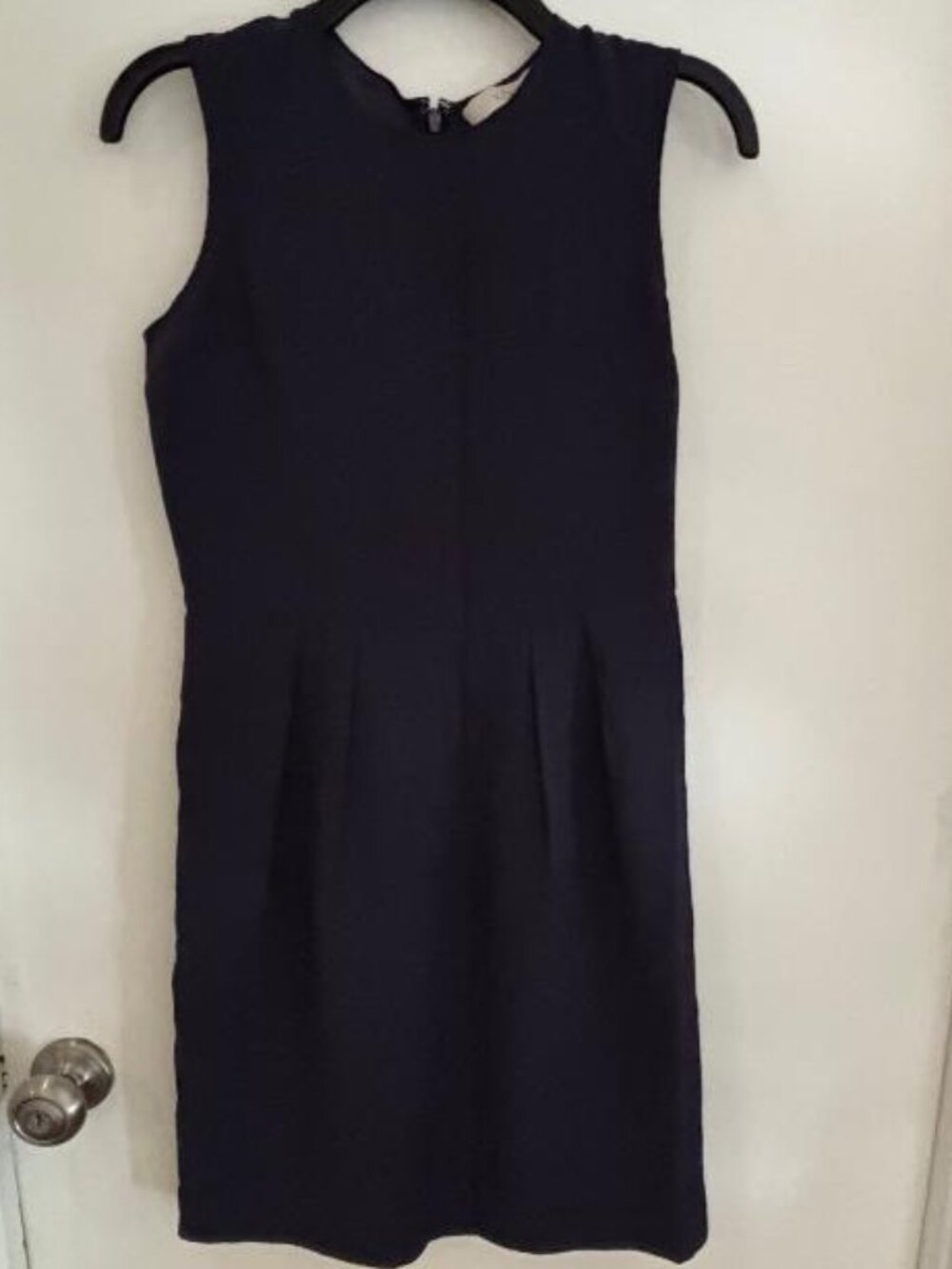 Ann Taylor LOFT Navy Sleeveless Sheath Pleated Dress Sz 2 NWT